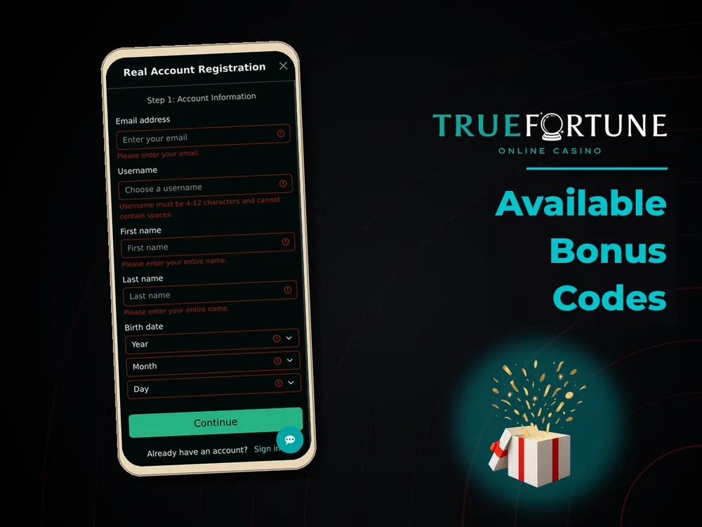True Fortune casino - Available Bonus Codes